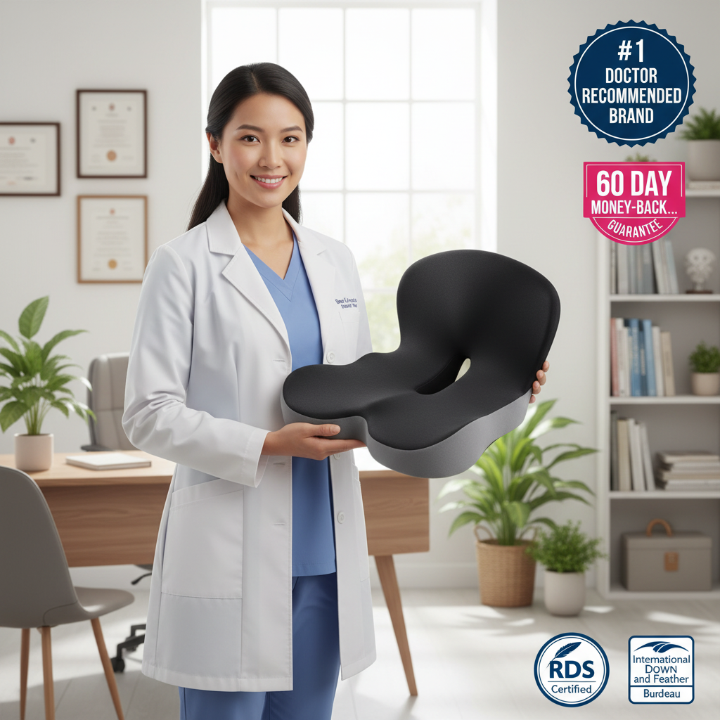 Docteur femme avec coussin OrthoNEXA - nouveau bureau